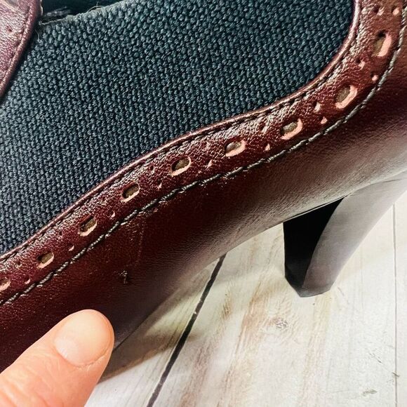 Clark’s Indigo Mahogany Leather Pump Heels Ankle Booties - Picture 4 of 12